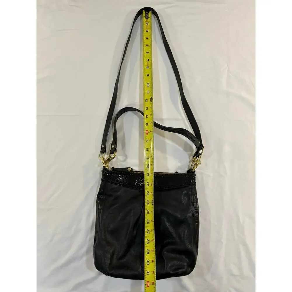 COACH Ashley Hippie Black Leather Double Strap Purse Shoulder Bag